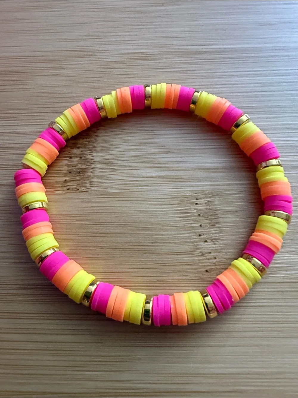 Set of two Kids Neon Pink Yellow Orange Beaded Bracelet - Brand
